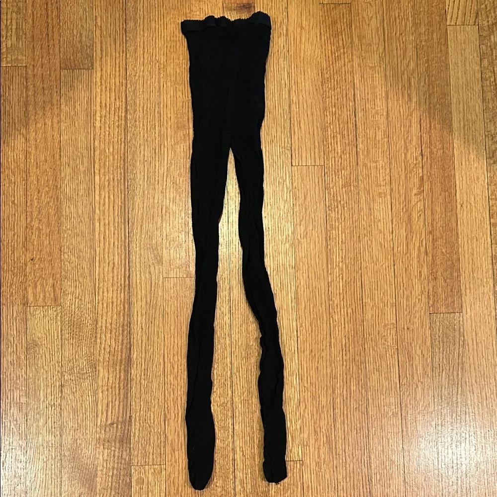 Open Lace Patterned Black Tights Size Medium